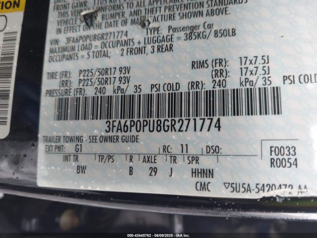 3FA6P0PU8GR271774 Ford Fusion Energi Se Luxury