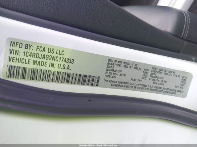 2022 DODGE DURANGO 1C4RDJAG2NC174333 Photo 8
