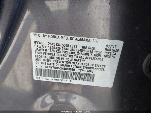 5FNYF5H55HB013029 Honda j35y6