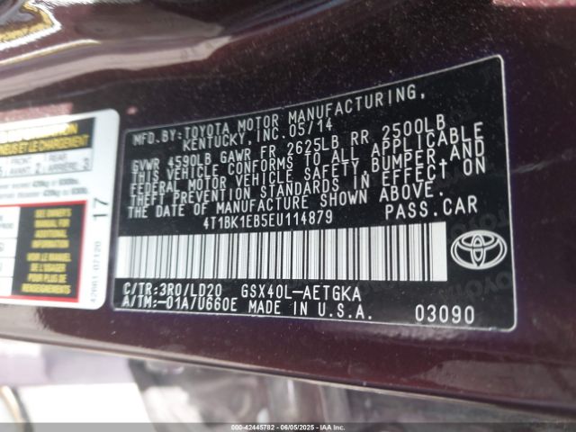 4T1BK1EB5EU114879 Toyota AVALON XLE