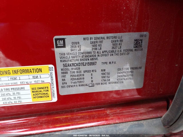 Buick llt 2014 5GAKRCKD7EJ159567 Image 9