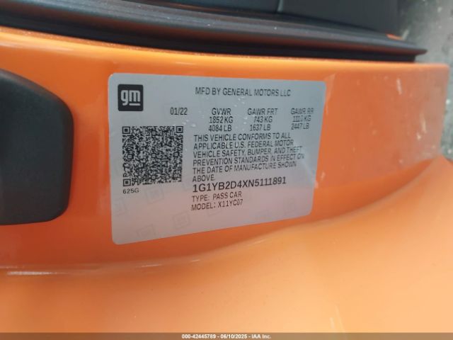2022 CHEVROLET CORVETTE STINGRAY 1G1YB2D4XN5111891 Photo 8