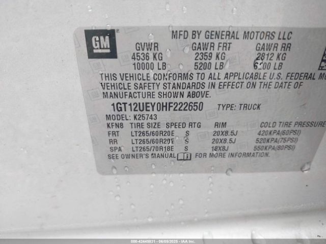 2017 GMC SIERRA 2500HD 1GT12UEY0HF222650 Photo 8