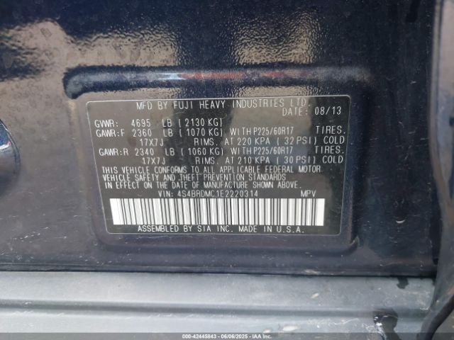 2014 SUBARU OUTBACK 4S4BRDMC1E2220314 Photo 8