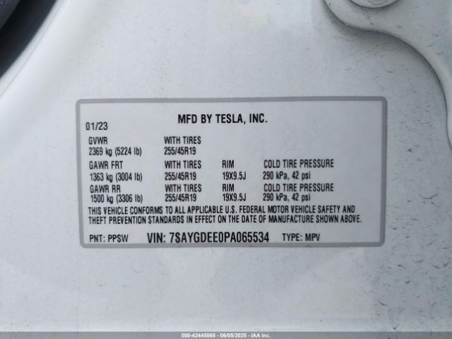 2023 TESLA MODEL Y 7SAYGDEE0PA065534 Photo 8
