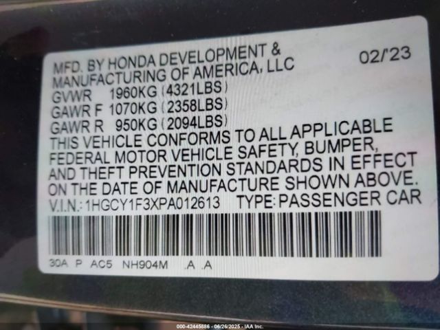 2023 HONDA ACCORD 1HGCY1F3XPA012613 Photo 8