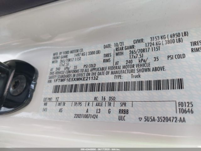 2021 FORD F-150 1FTMF1E5XMKE21132 Photo 8