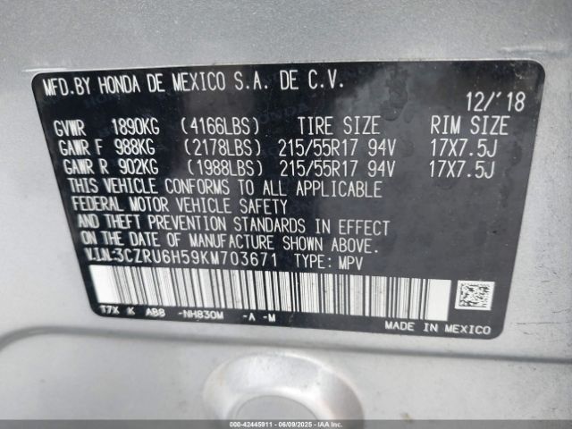 2019 HONDA HR-V 3CZRU6H59KM703671 Photo 8