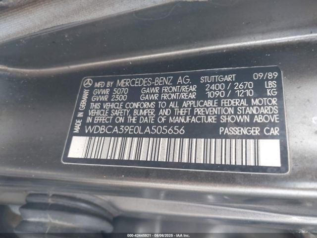1990 MERCEDES-BENZ 560 WDBCA39E0LA505656 Photo 8