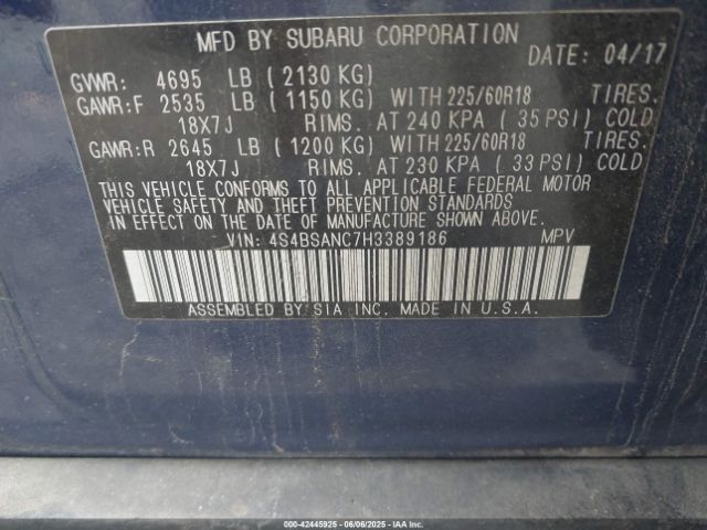 4S4BSANC7H3389186 Subaru u5