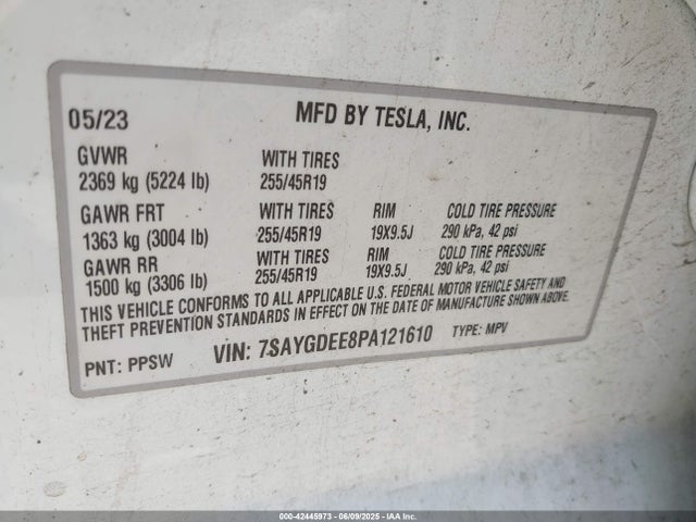 2023 TESLA MODEL Y 7SAYGDEE8PA121610 Photo 8
