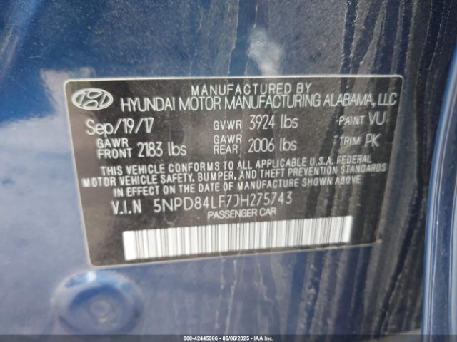 2018 HYUNDAI ELANTRA 5NPD84LF7JH275743 Photo 8