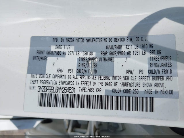 Mazda Mazda3 Select 2021 3MZBPBBL6MM254531 Image 9