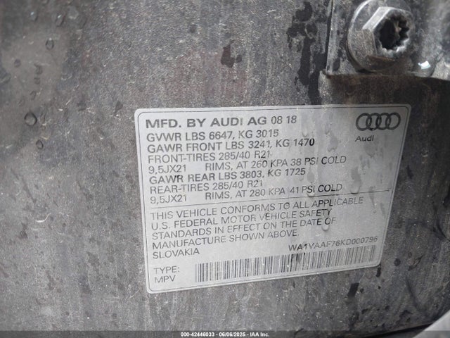2019 AUDI Q7 WA1VAAF76KD000796 Photo 8