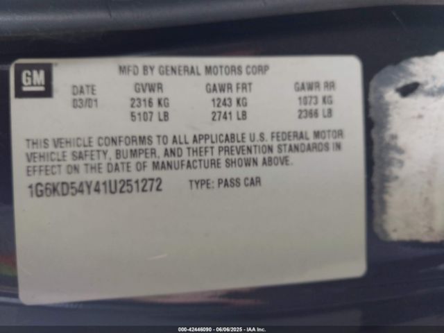 2001 CADILLAC DEVILLE 1G6KD54Y41U251272 Photo 8