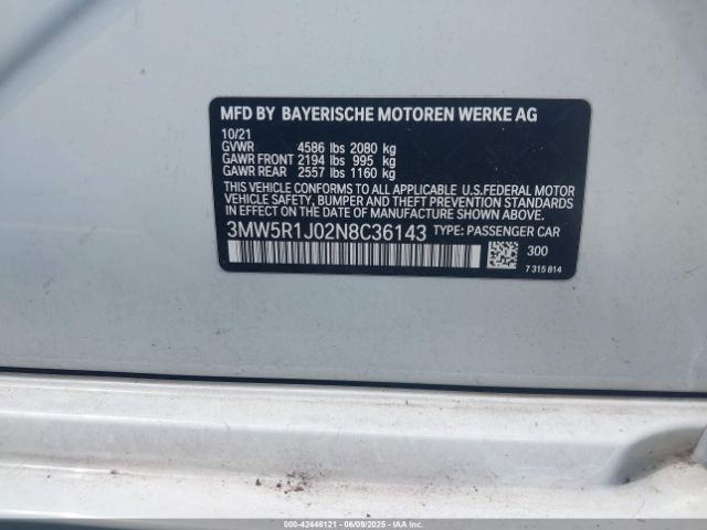 2022 BMW 330I 3MW5R1J02N8C36143 Photo 8