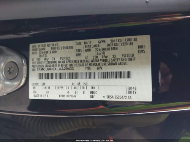 2020 FORD ESCAPE 1FMCU9H6XLUA29433 Photo 8