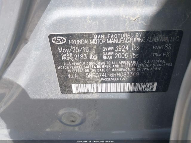5NPD74LF6HH083369 Hyundai ELANTRA SE