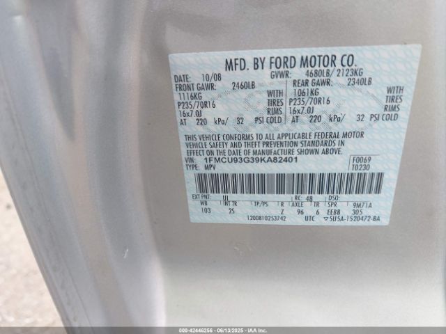 2009 FORD ESCAPE 1FMCU93G39KA82401 Photo 8