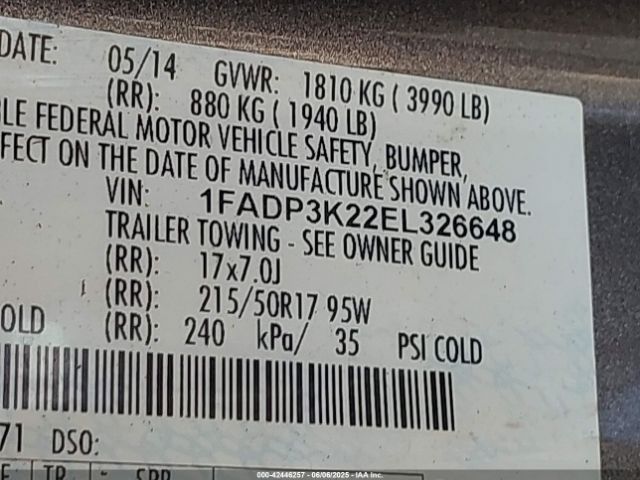 1FADP3K22EL326648 Ford FOCUS SE
