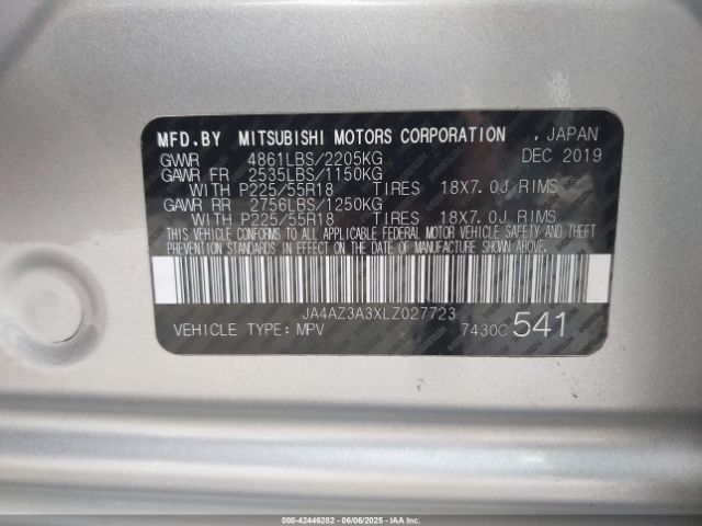 2020 MITSUBISHI OUTLANDER JA4AZ3A3XLZ027723 Photo 8