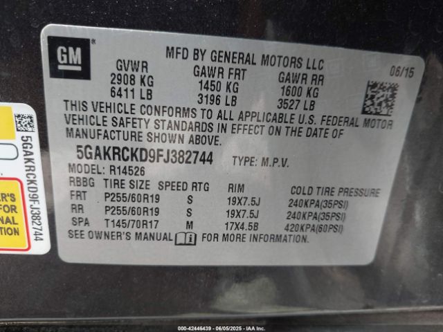 5GAKRCKD9FJ382744 Buick Enclave Premium
