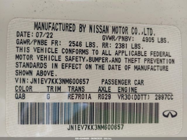 2022 INFINITI Q60 JN1EV7KK3NM600657 Photo 8