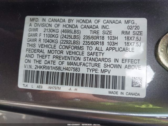 2020 HONDA CR-V 2HKRW1H58LH407583 Photo 8