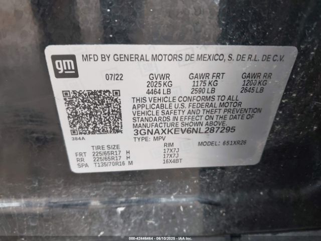 2022 CHEVROLET EQUINOX 3GNAXKEV6NL287295 Photo 8