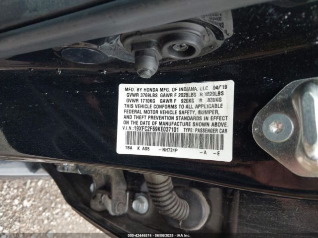 2019 HONDA CIVIC 19XFC2F69KE037101 Photo 8