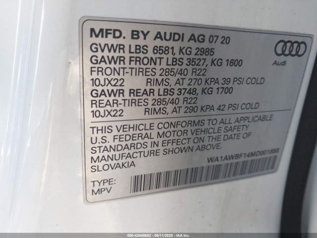 2021 AUDI SQ8 WA1AWBF14MD001658 Photo 8