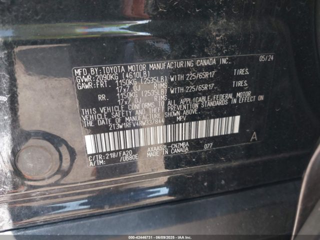 2T3W1RFV4RW337844 Toyota Rav4 Xle