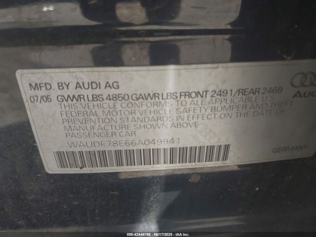2006 AUDI A4 WAUDF78E66A049941 Photo 8