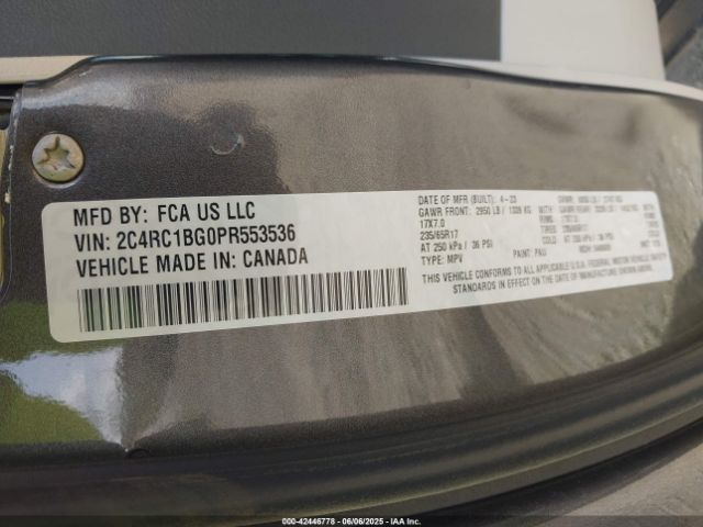 2C4RC1BG0PR553536 Chrysler Pacifica Touring L