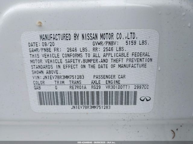 JN1EV7BR3MM751283 Infiniti Q50 Luxe Awd