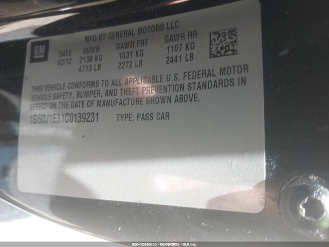 2012 CADILLAC CTS 1G6DJ1E31C0139231 Photo 8