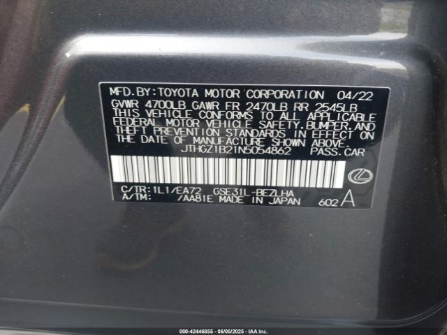2022 LEXUS IS 350 JTHGZ1B21N5054862 Photo 8