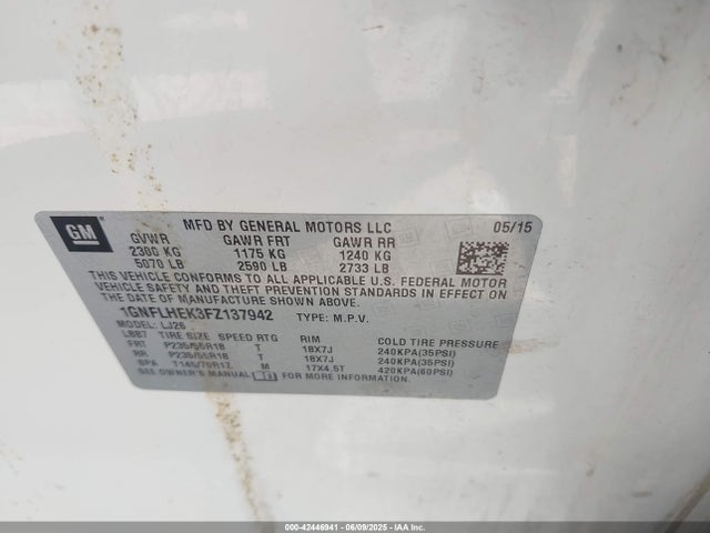 1GNFLHEK3FZ137942 Chevrolet Equinox Ltz