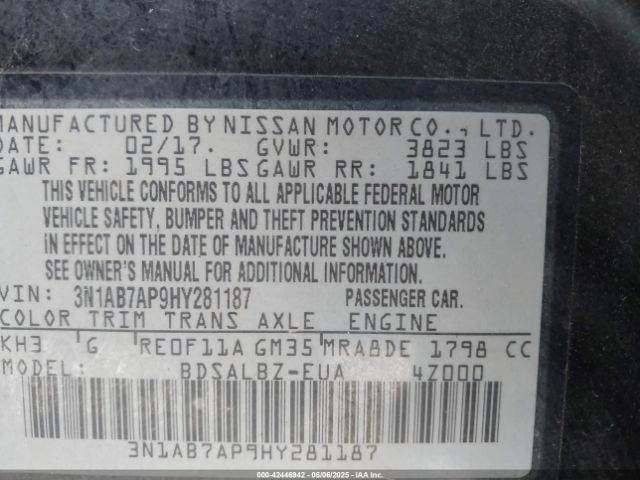 2017 NISSAN SENTRA 3N1AB7AP9HY281187 Photo 8