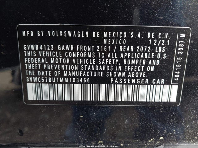 3VWC57BU1MM103466 Volkswagen tsi