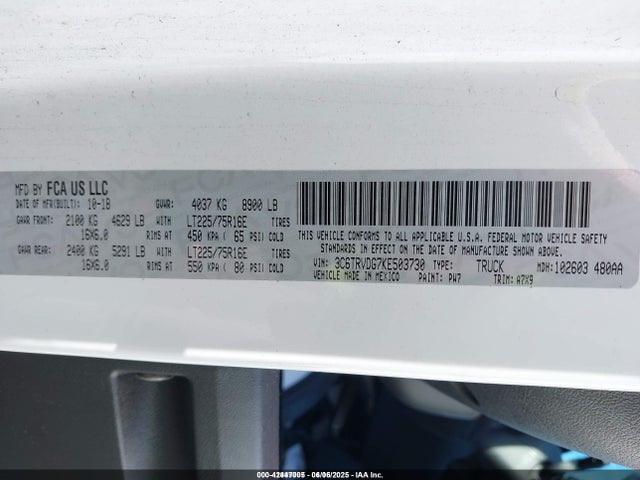 3C6TRVDG7KE503730 RAM Promaster 2500
