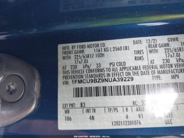 2022 FORD ESCAPE 1FMCU9BZ9NUA39229 Photo 8