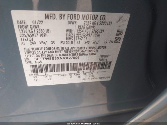 2022 FORD MAVERICK 3FTTW8E3XNRA27906 Photo 8