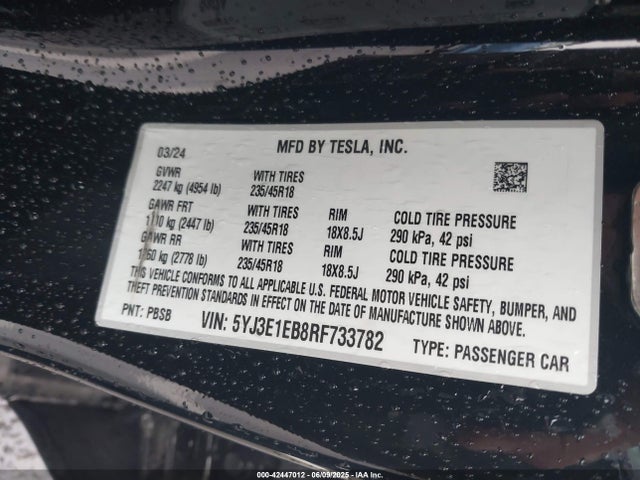 2024 TESLA MODEL 3 5YJ3E1EB8RF733782 Photo 8