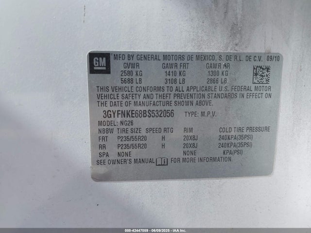 2011 CADILLAC SRX 3GYFNKE68BS532056 Photo 8