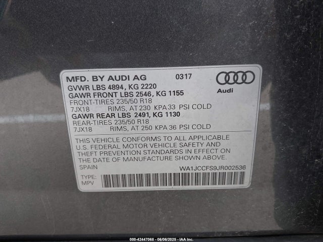2018 AUDI Q3 WA1JCCFS9JR002536 Photo 8