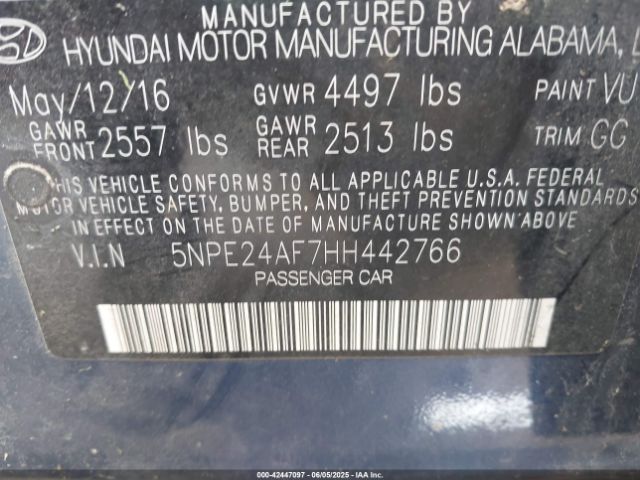 5NPE24AF7HH442766 Hyundai Sonata