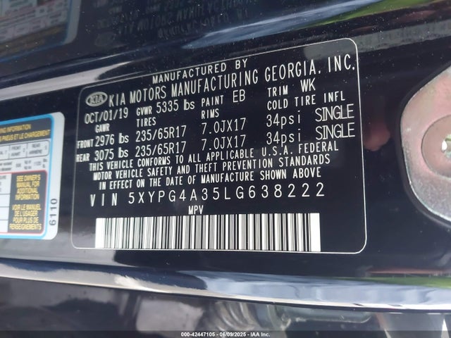 5XYPG4A35LG638222 KIA gdi theta-ii