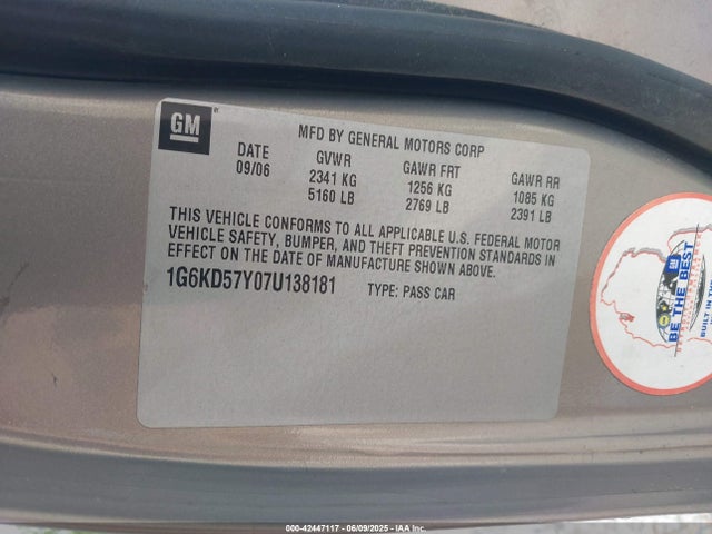 2007 CADILLAC DTS 1G6KD57Y07U138181 Photo 8