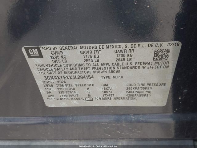 2018 CHEVROLET EQUINOX 3GNAXTEXXJL294154 Photo 8